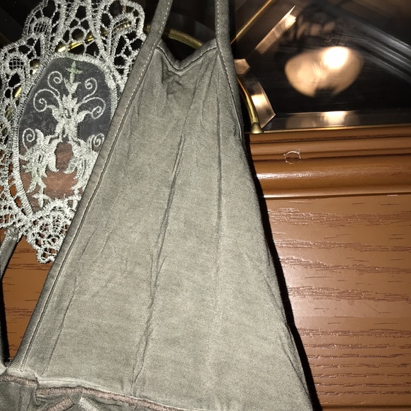 POL Intimates Distressed Green Triangle Bralette With Strappy Lace Back - Picture 3 of 13